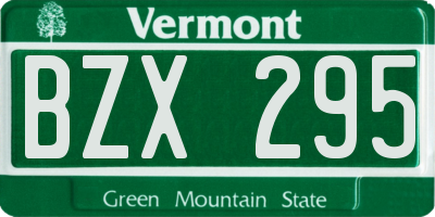 VT license plate BZX295