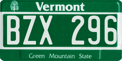 VT license plate BZX296