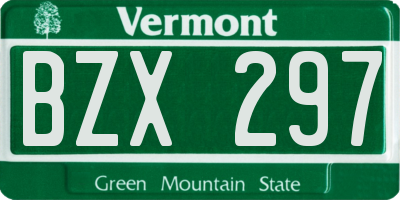 VT license plate BZX297