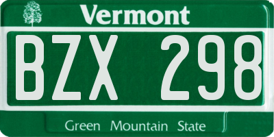 VT license plate BZX298