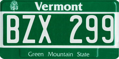 VT license plate BZX299
