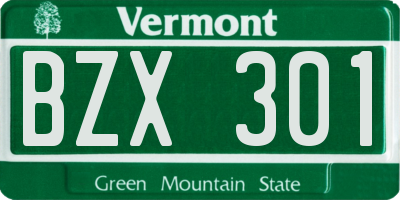 VT license plate BZX301