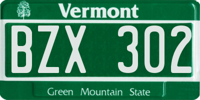 VT license plate BZX302