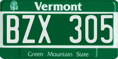 VT license plate BZX305
