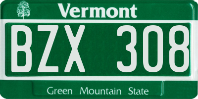 VT license plate BZX308