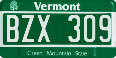 VT license plate BZX309