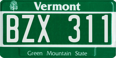 VT license plate BZX311