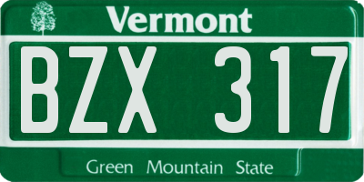 VT license plate BZX317