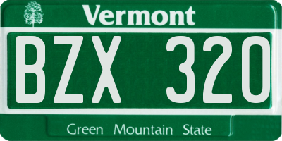 VT license plate BZX320