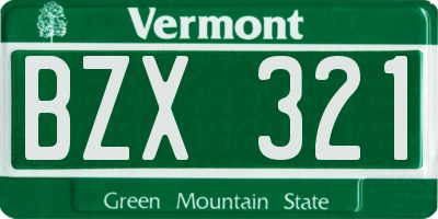 VT license plate BZX321