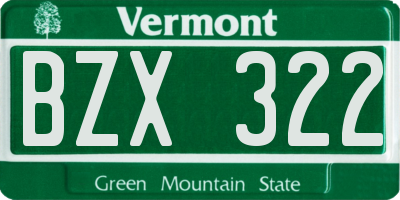 VT license plate BZX322
