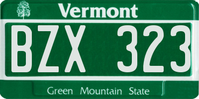 VT license plate BZX323