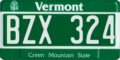 VT license plate BZX324