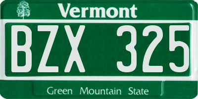 VT license plate BZX325