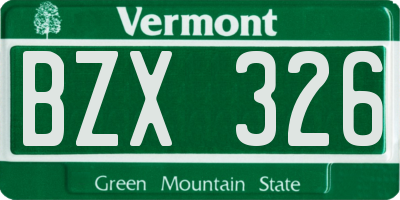 VT license plate BZX326