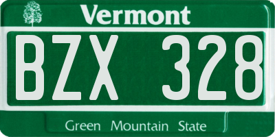 VT license plate BZX328