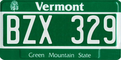 VT license plate BZX329
