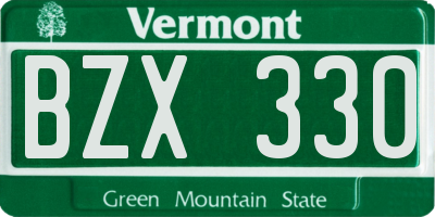 VT license plate BZX330