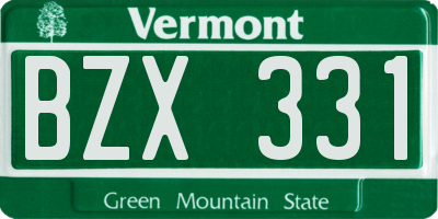 VT license plate BZX331