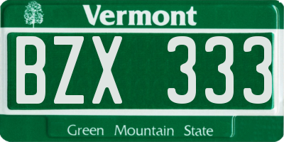 VT license plate BZX333