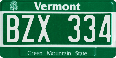 VT license plate BZX334