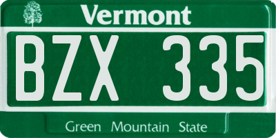 VT license plate BZX335