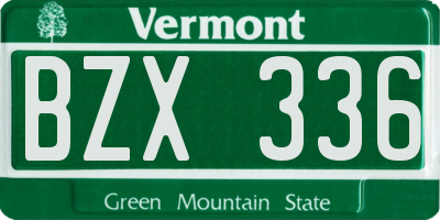 VT license plate BZX336