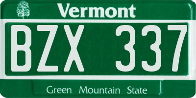 VT license plate BZX337