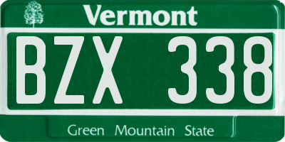 VT license plate BZX338