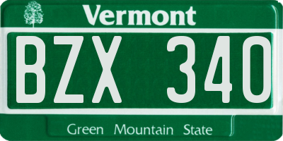 VT license plate BZX340