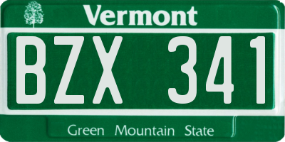 VT license plate BZX341