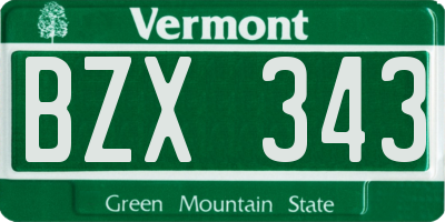 VT license plate BZX343