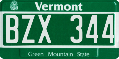 VT license plate BZX344