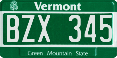 VT license plate BZX345