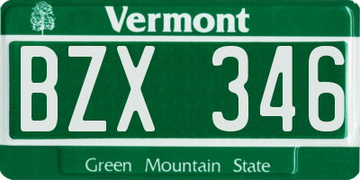 VT license plate BZX346