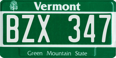 VT license plate BZX347