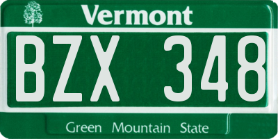 VT license plate BZX348