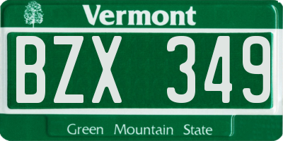 VT license plate BZX349