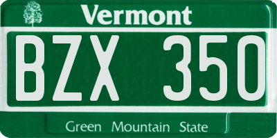 VT license plate BZX350