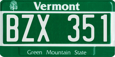 VT license plate BZX351