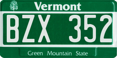 VT license plate BZX352