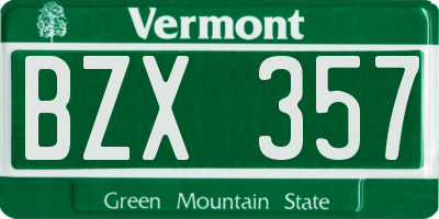 VT license plate BZX357