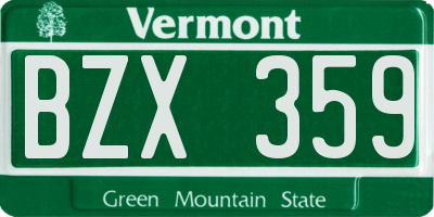 VT license plate BZX359