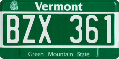VT license plate BZX361
