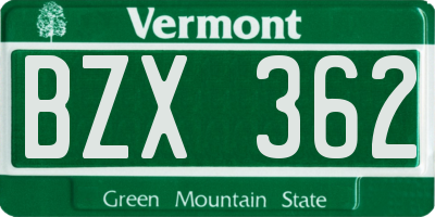 VT license plate BZX362