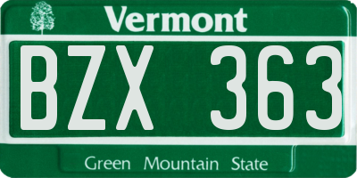 VT license plate BZX363