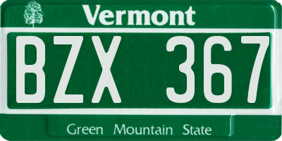 VT license plate BZX367