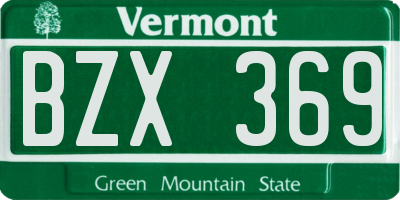 VT license plate BZX369