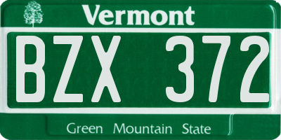 VT license plate BZX372