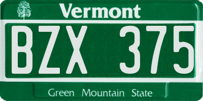 VT license plate BZX375